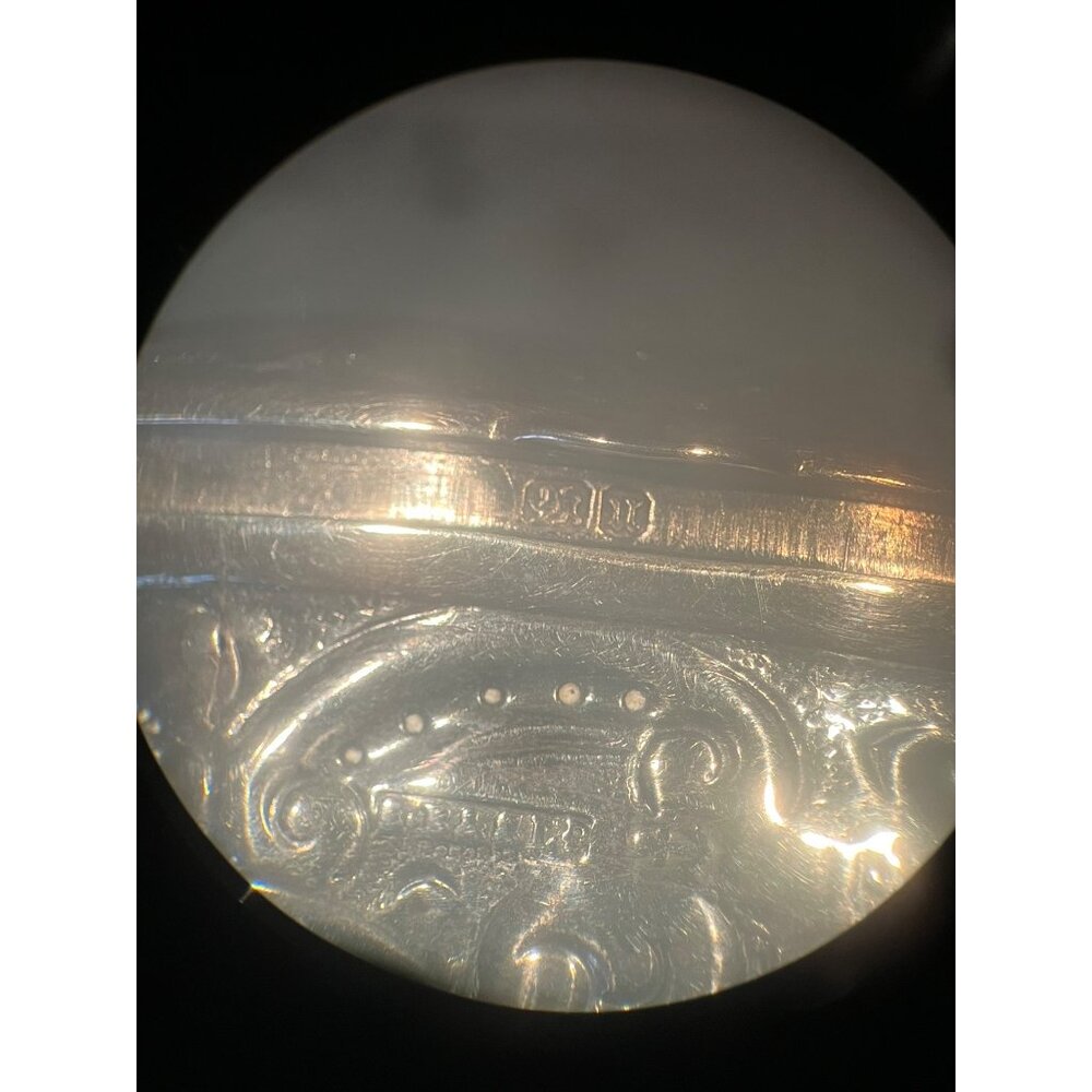 Antique Ornate Silver Hinged Trinket Box With Floral & Scrollwork Design - Picture 8 of 11